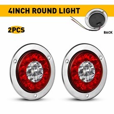4inch Red+White Round 16-LED Truck Trailer Stop Turn Signal Tail Brake Lights US