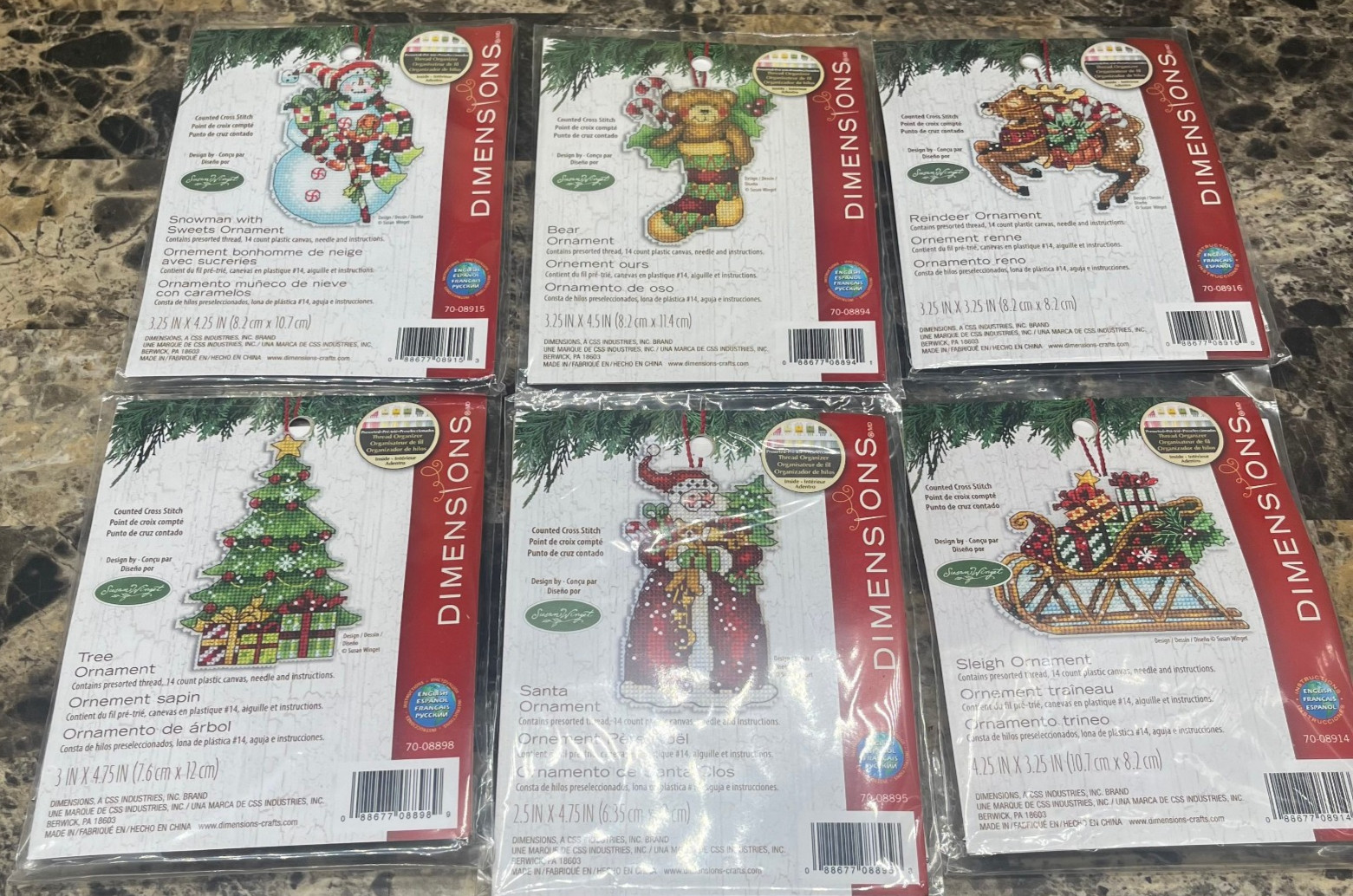 Dimensions Christmas Ornament Counted Cross Stitch Variety Pack Of 6 (NEW)
