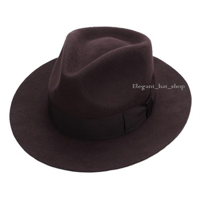 Mens Gladwin Bond Vintage 100% Wool Felt Fedora Stiff Snap Wide Brim Trilby Hat