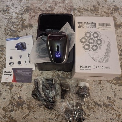 Electric 7D Rotary Head Shaver 7-Head Grooming Set Rechargeable OP-002B Black