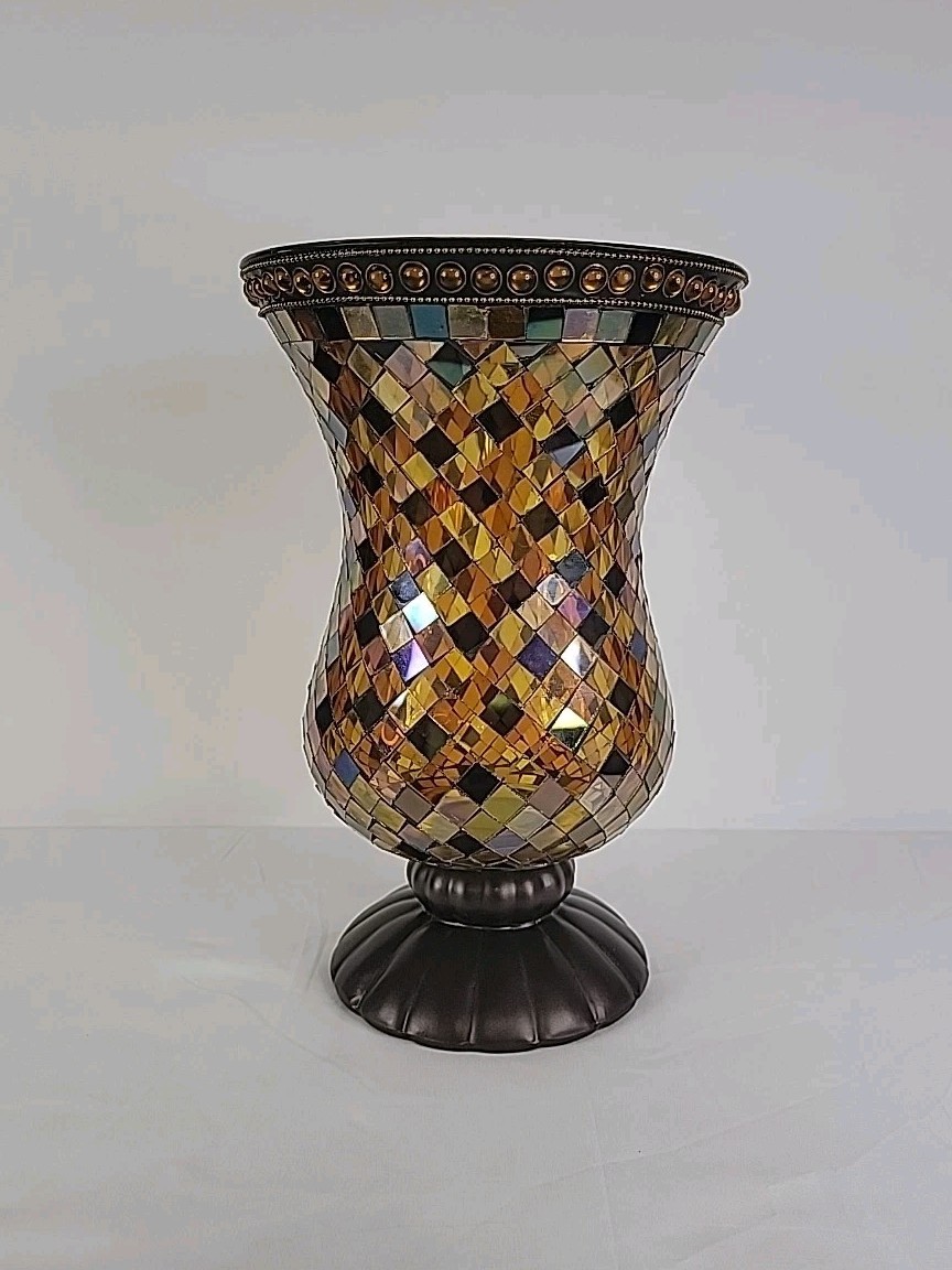 Retired PartyLite Global Fusion Mosaic Candle Holder, 12 Inc