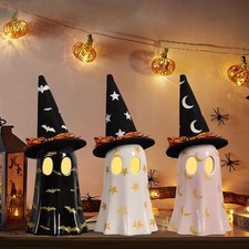 Set of 3 Halloween Ceramic Ghost Halloween Decorations Indoor