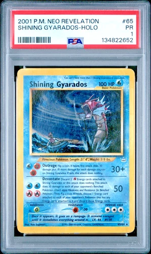 PSA 1 PR 2001 Neo Revelation Shining Gyarados 65/64 Holo Foil Rare Pokemon