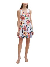 VINCE CAMUTO Womens Ivory Fitted Lined Sleeveless Mini Dress Petites 4P