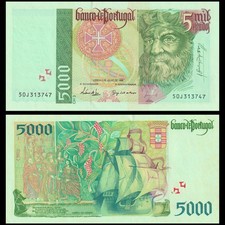 🇵🇹 Portugal 5000 Escudos 1998 Pre-EURO Issue P 190 e  Crisp AU-UNC