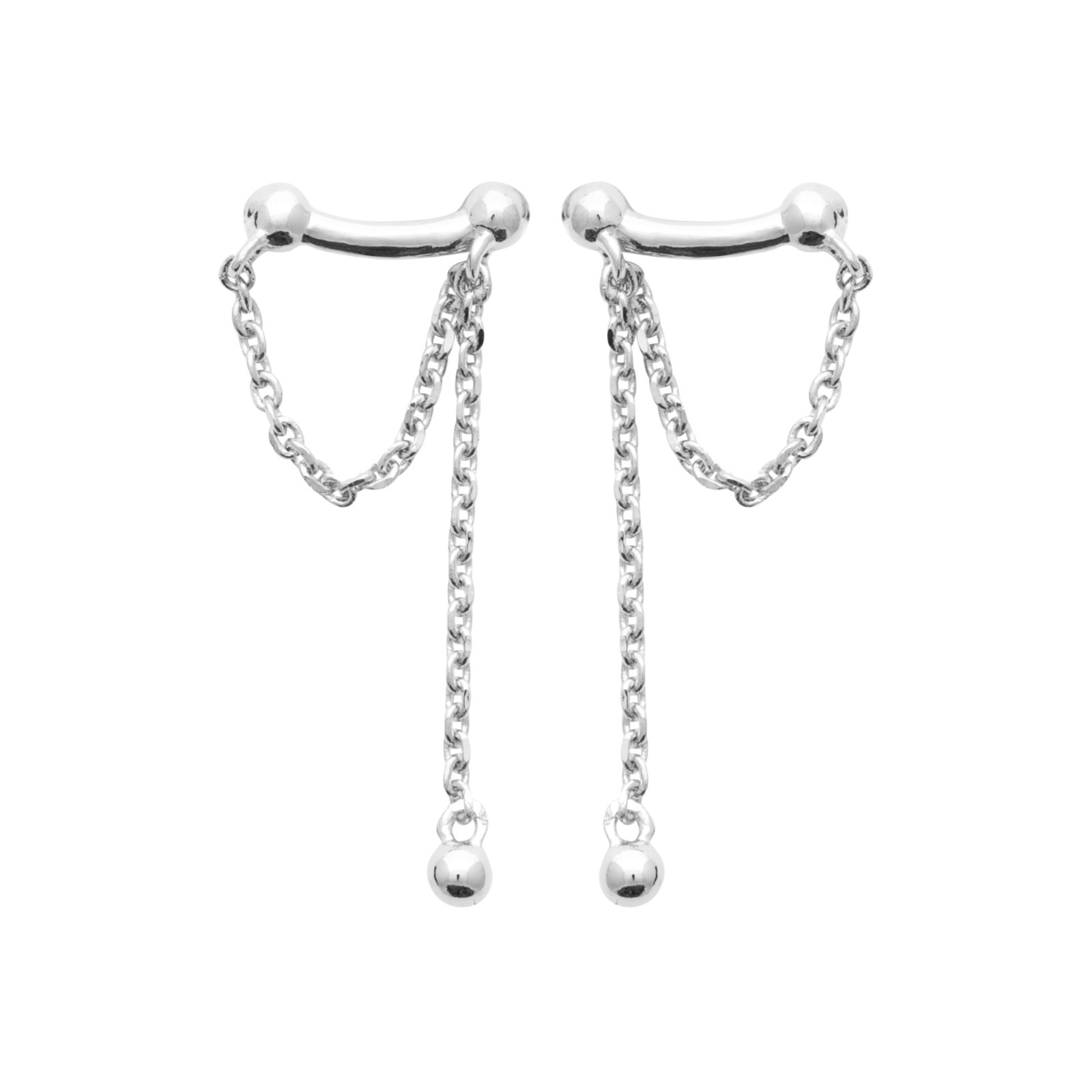 Boucles d'oreilles pendantes chainettes boules en argent massif, le cadeau idéal pour elle