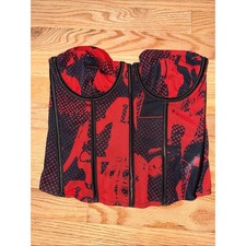 Edikted printed mesh corset fitted strapless top grunge rave festival medium