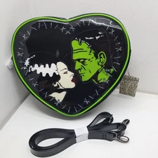 Rock Rebel Bride Of Frankenstein Heart Shaped Shoulder Crossbody Bag