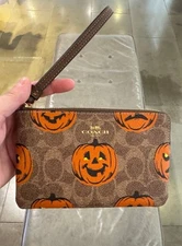 Coach CW466 Corner Zip Wristlet In Signature Canvas With Halloween Print