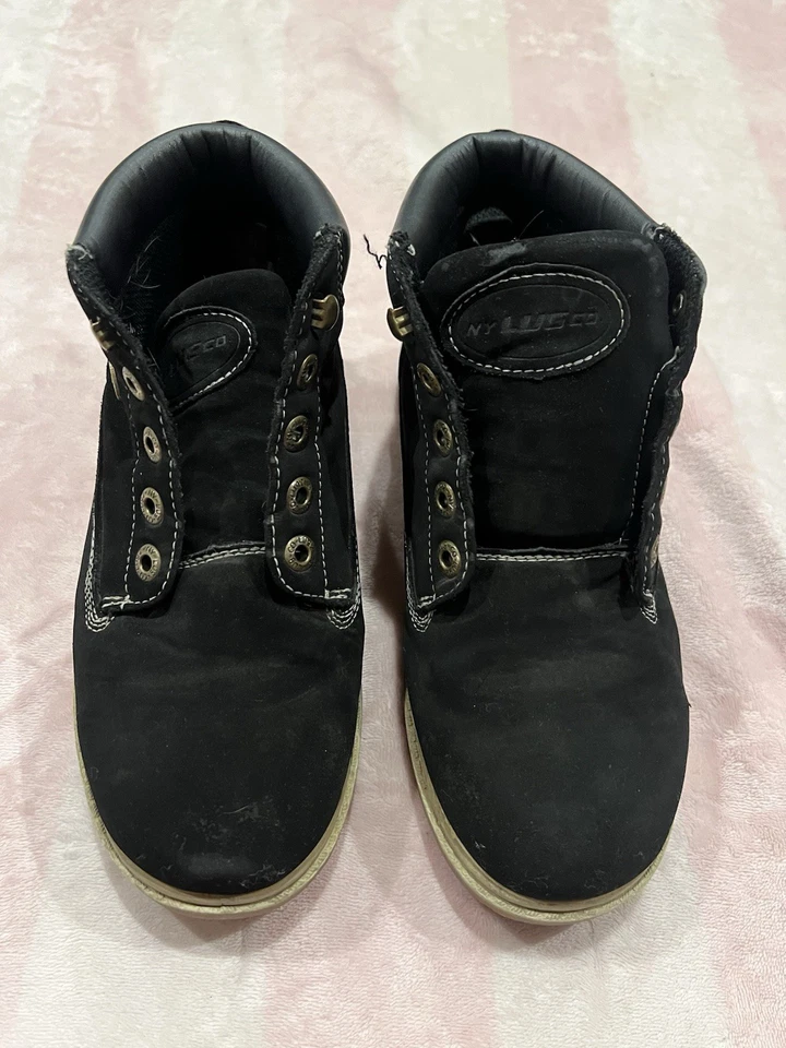 Lugz Women’s 7.5 Black Suede Work Boots Flexastride Memory Foam Lace Up - Image 3 of 4
