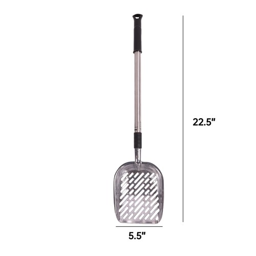 Aluminum Cat Litter Scoop, Extended Long Handle & Deep Shovel, Silver - Picture 2 of 4
