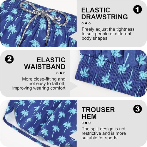 Mens Swim Trunks with Compression Liner Board Shorts Quick Dry Zipper Pockets - Picture 36 of 54