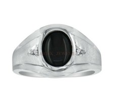 Anello In Argento Sterling 925 Con Gemma In Onice Nero Naturale Per Uomo #1119