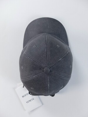 BOTTEGA VENETA gray jersey print nubuck leather baseball cap