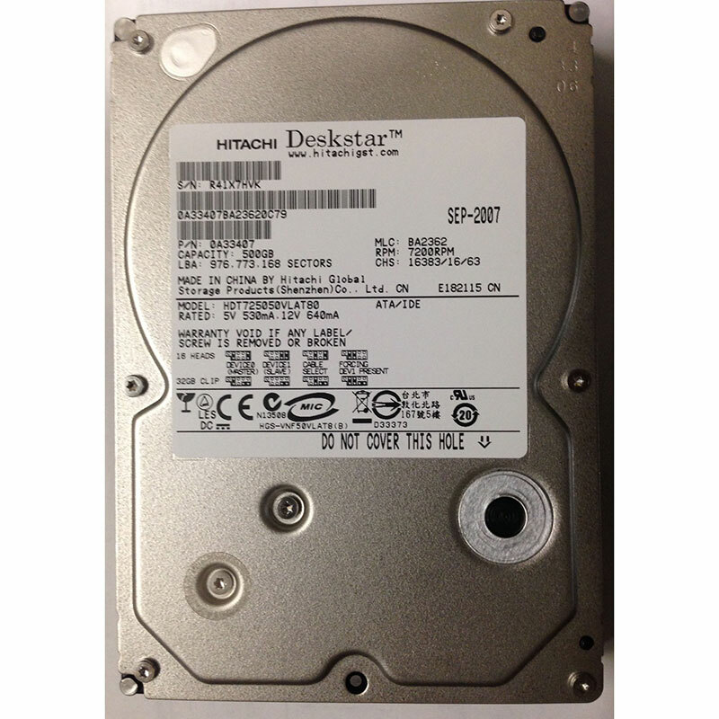 HDT725050VLAT80 - Hitachi 500GB 7200 RPM IDE 3.5