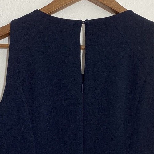 Ann Taylor Loft Sz 4 Women Navy Blue A-Line Dress Black Sleeveless V-Neck Lined - Picture 6 of 8
