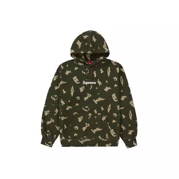 Sweat à capuche logo Supreme Box (FW21) olive camouflage russe