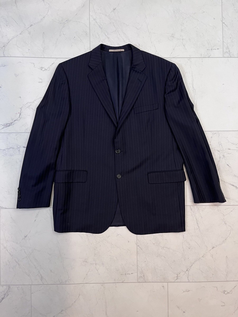 Burberry London Double Breasted Navy-Blue Pinstripe Blazer