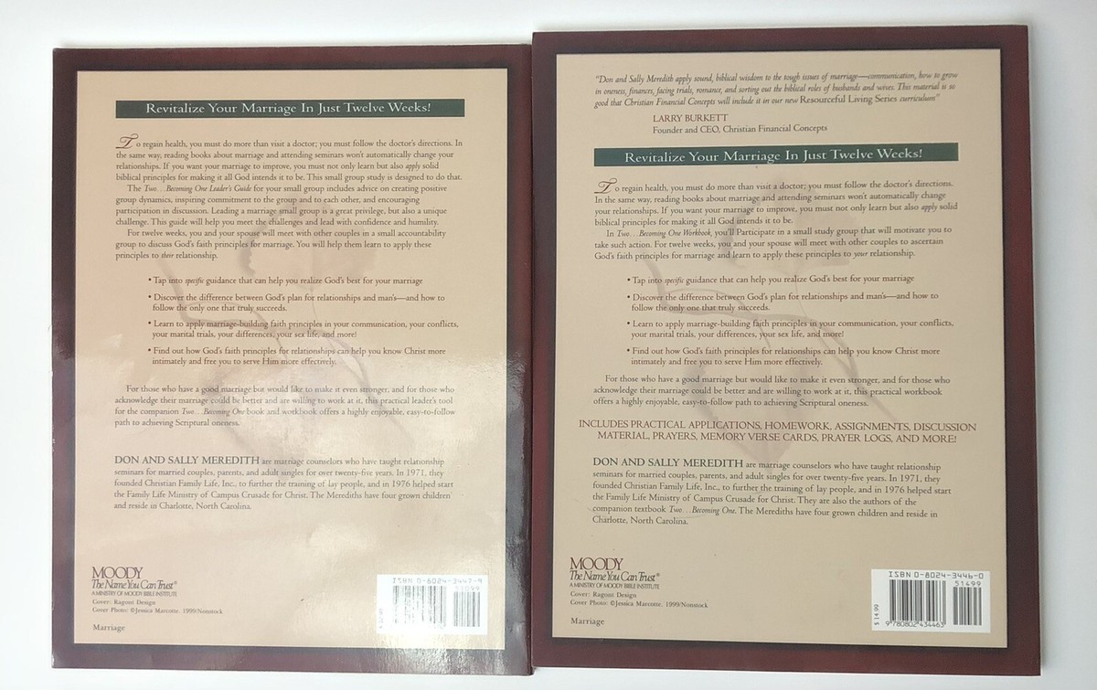 Christian Marriage Workbook And Leader&rsquo;s Guide Two Becoming One 