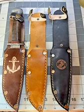 LEATHER SHEATH ONLY FOR PAL RH-36, REMINGTON, and other hunting Knife NAVY, USMC
