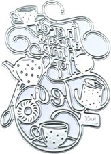 Teapots Die Cut for Card Making Teacups Metal Cutting Dies Congratulations Di...
