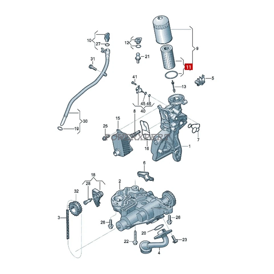 Filtro de aceite Mahle 06L115466C OEM para VW Golf Tiguan Audi A6 A7 Q5 Q7 quattro 2.0T Foto 3 de 4