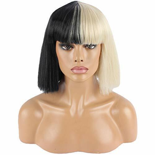 Pelucas de moda Short Bob Kinky Straight Full Bangs Mushroom Bowl Haircut Party Wig - Imagen 34 de 51