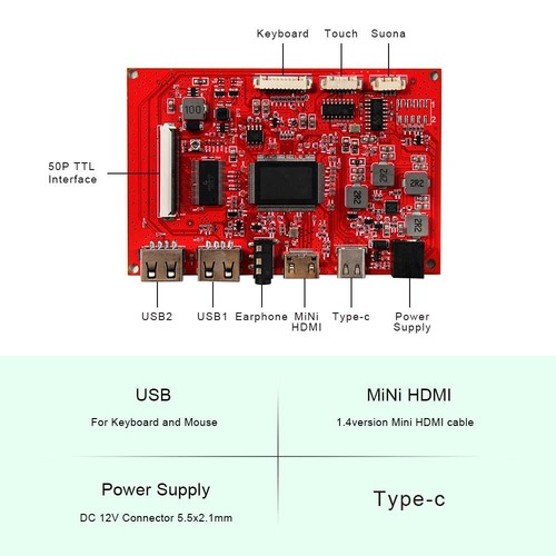 HDType C USB C LCD Controller Board With 10.1inch 1024X600 IPS LCD Screen - Picture 5 of 5