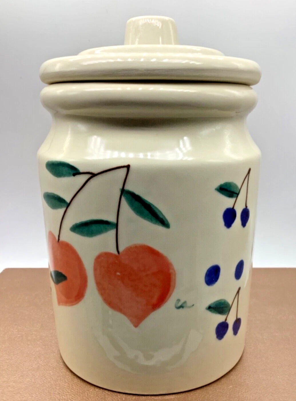 Vintage Hartstone Pottery Fruit Salad Canister 1983, Medium, 8.25” Tall x 5.5