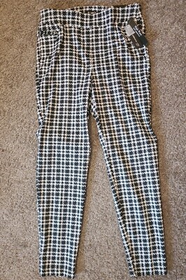 SoHo Apparel Ltd Plaid Stretch Pants Trousers Elastic Waist  Size Large R1