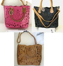 NEW-MELLOW WORLD BLACK PINK BROWN CUT OUT DESIGN CROSSBODY,TOTE,PURSE DUSTBAG