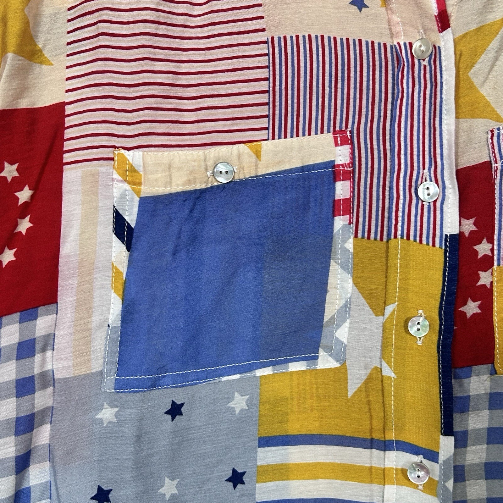MULTIPLES Women’s Sz Medium Patchwork Button-Up T… - image 7
