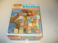 Vintage 1978 Playskool Letter Wood Blocks 226 16 Building Blocks Letters