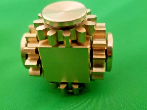 Solid Brass Fidget Spinner Cube Toy Gears Linkage Adults ADHD Focus Stress EDC - Picture 10 of 12