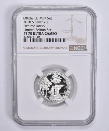 PF70 UCam 2018-S Silver Quarter Pictured Rocks Limited Edition Set NGC