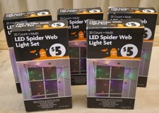 LOT OF 5 - 20 Count Multi Color LED SPIDER WEB LIGHT SET