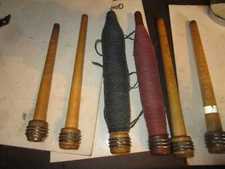 6 Vintage Antique Wooden Yarn/Thread Spool Spindle Bobbin Wood Loom