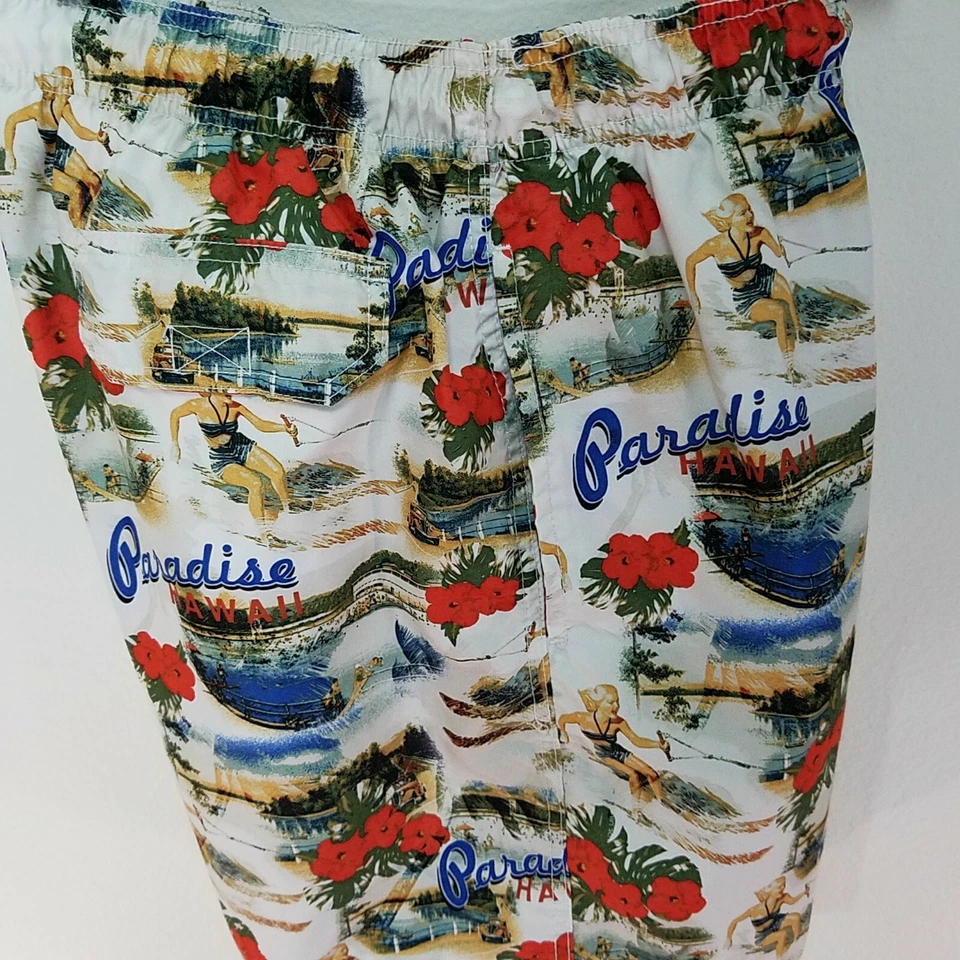 Trader Bay Swimming Shorts Trunks Paradise Floral Hawaiian Men's M RARE! - Image 3 of 4