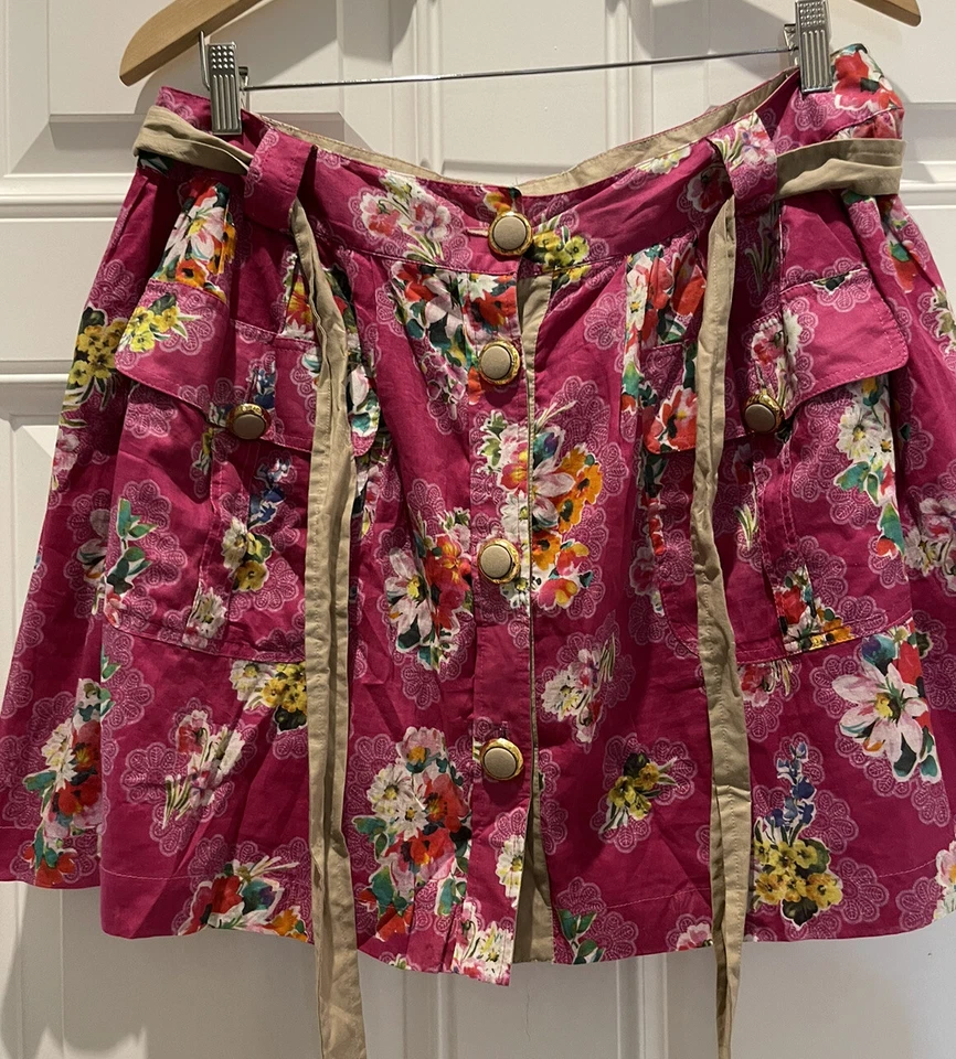 Dolce & Gabbana Fuchsia Pink Floral Poplin Cotton Mini Skirt 44UK 14-16US -Lined - Image 2 of 4