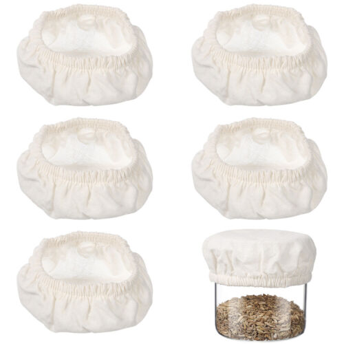 5 Pcs Cloth Covers Sourdough Starter Jar Fabric Lid Stretchy Fermenting Jar