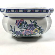 AAA Imports Bonsai Planter Porcelain Pot Hand Painted Octagonal 4.5x6.5 Inch