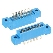 Card Edge Connector Blue Socket 12 Pin Solder Eyelet 3.96mm Pitch, Pack of 2