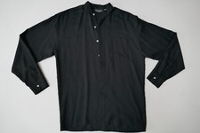 RARE VINTAGE CHRISTIAN DIOR COLLECTION BLACK BUTTON DOWN DRESS COLLARLESS SHIRT