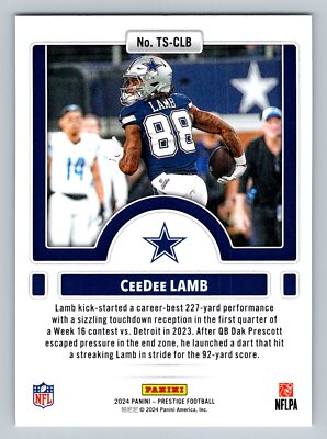 CeeDee Lamb 2024 Panini Prestige #TS-CLB Time Stamped Football