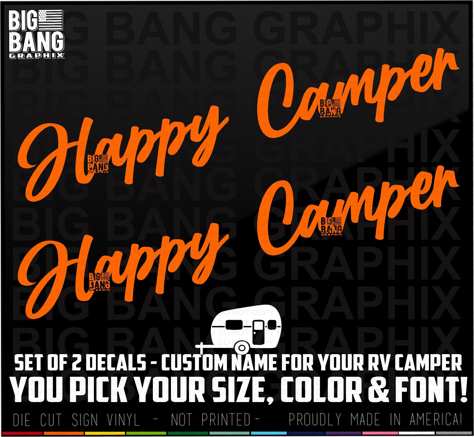 Custom RV Name Decal Sticker for Campers Trailers & Pop-Up Tents