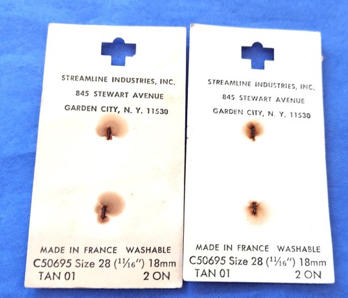 4 bottoni tondi BLU CHIARO iridescenti 4 fori 3/4" 4 su scheda Streamline NOS - Foto 4 di 4
