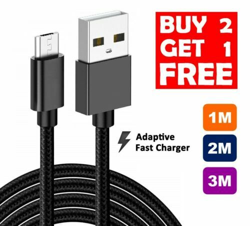 Micro USB Cable 1M 2M Fast Charging Charger Cord For Android Samsung Galaxy - Afbeelding 1 van 3