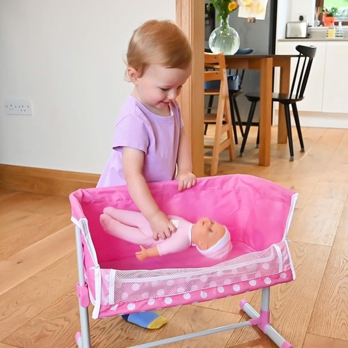 Dolly Tots Beside Me Dolly Cot | Baby Doll Bed Toy for Kids Nursery Role Play - 第 5/11 張圖片