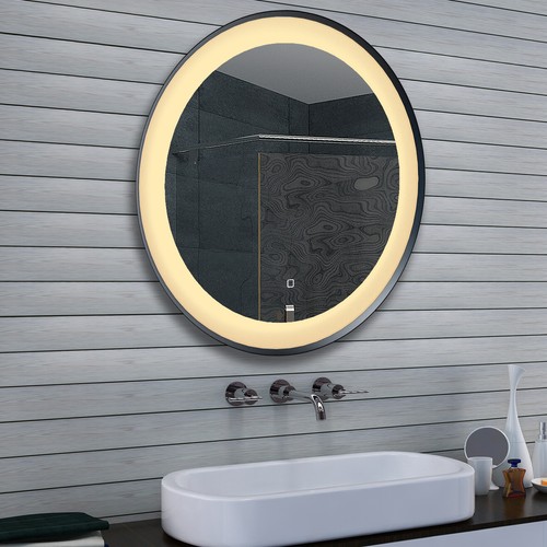 LED Badezimmerspiegel Wandspiegel Touch dimmbar schwarz Aluminium Badspiegel 80 - Bild 2 von 5
