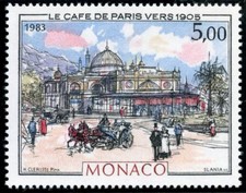 TIMBRE DE MONACO N° 1386 ** ART / TABLEAUX / LE CAFE DE PARIS / PLAGE DU CASINO